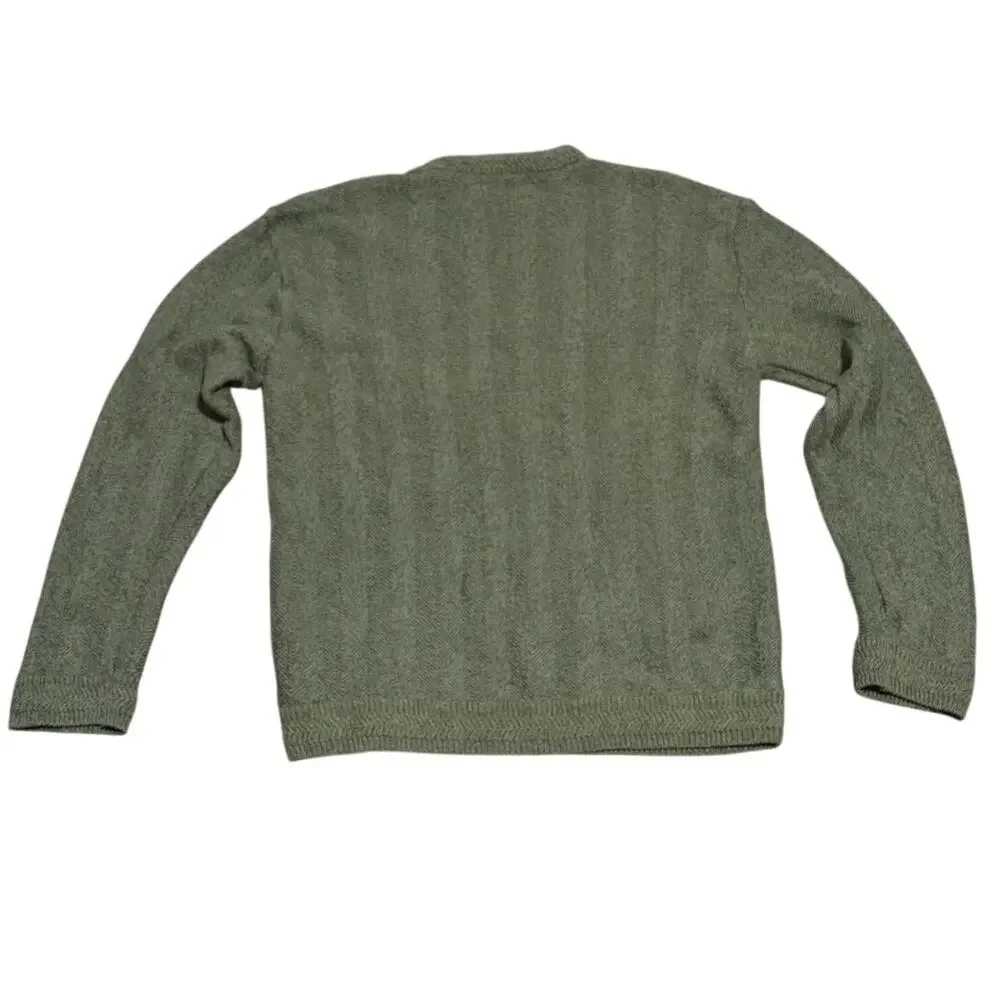 Chaps Men's Green Cable Knit Crew Neck Sweater Size Medium